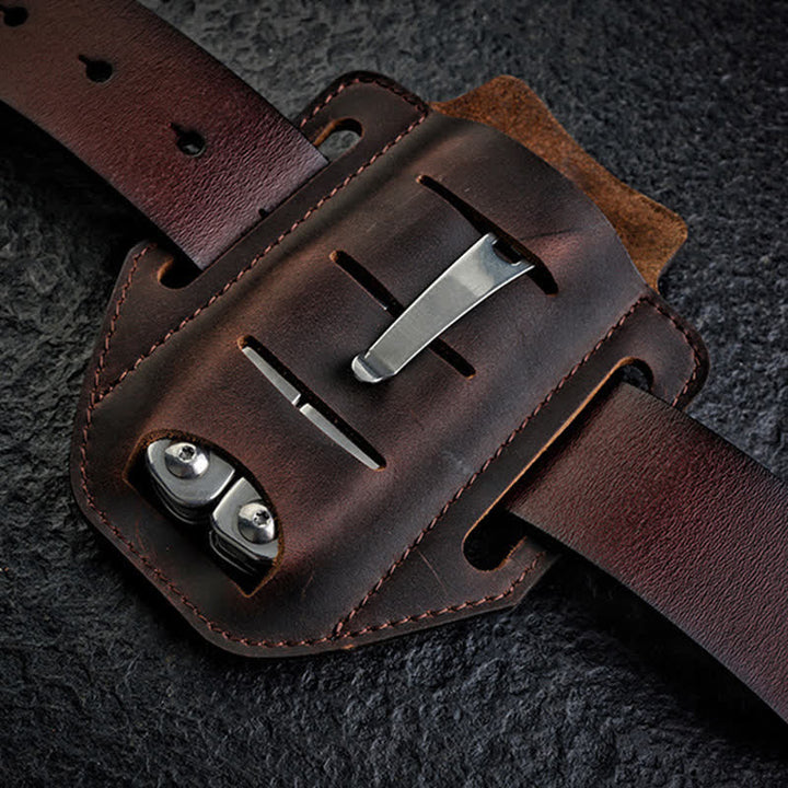 Multi-tool Flashlight Sheath Leather Belt Bag - image 2
