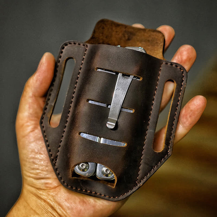 Multi-tool Flashlight Sheath Leather Belt Bag - image 3