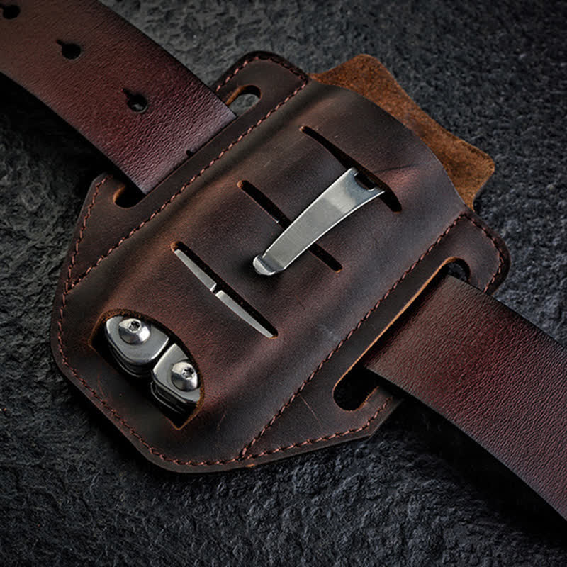 Multi-tool Flashlight Sheath Leather Belt Bag - image 2