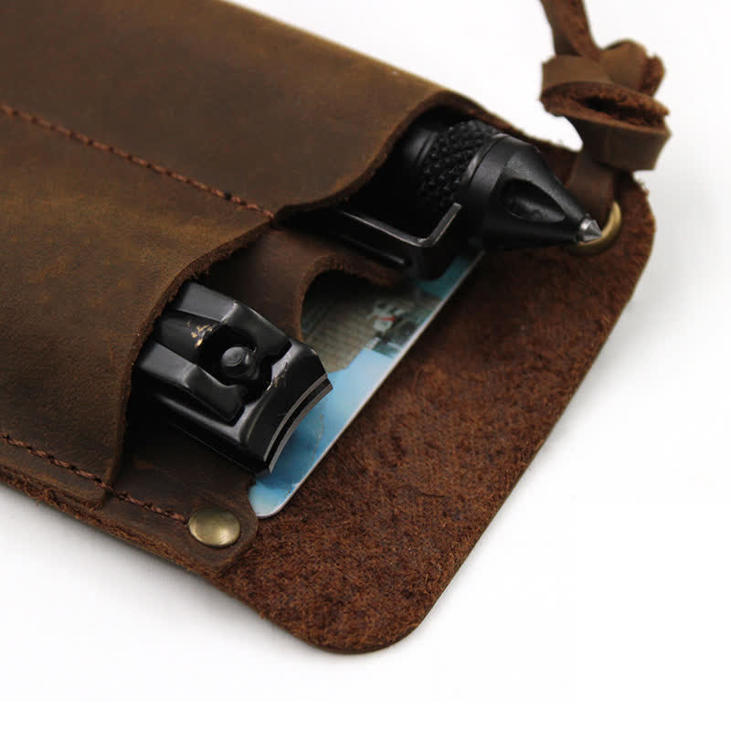 Outdoor Carry Handy Portable EDC Leather Belt Bag - image 5