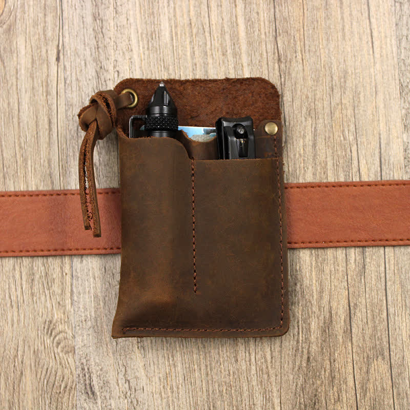Outdoor Carry Handy Portable EDC Leather Belt Bag - image 2