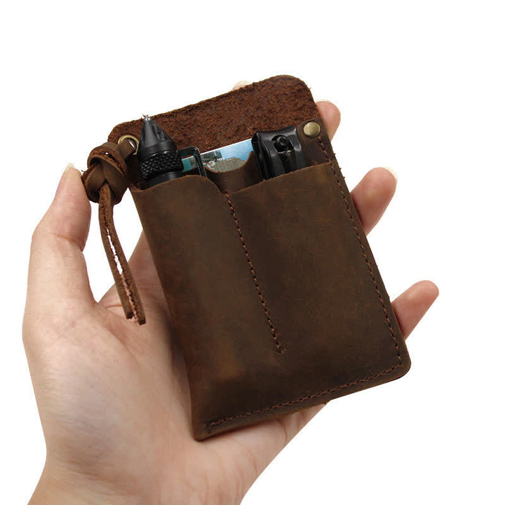 Outdoor Carry Handy Portable EDC Leather Belt Bag - image 3