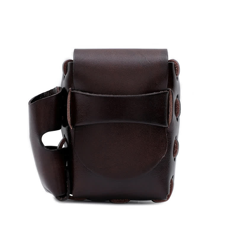 Protective Cigarette Box Lighter Holder Leather Belt Bag - Coffee - image 10