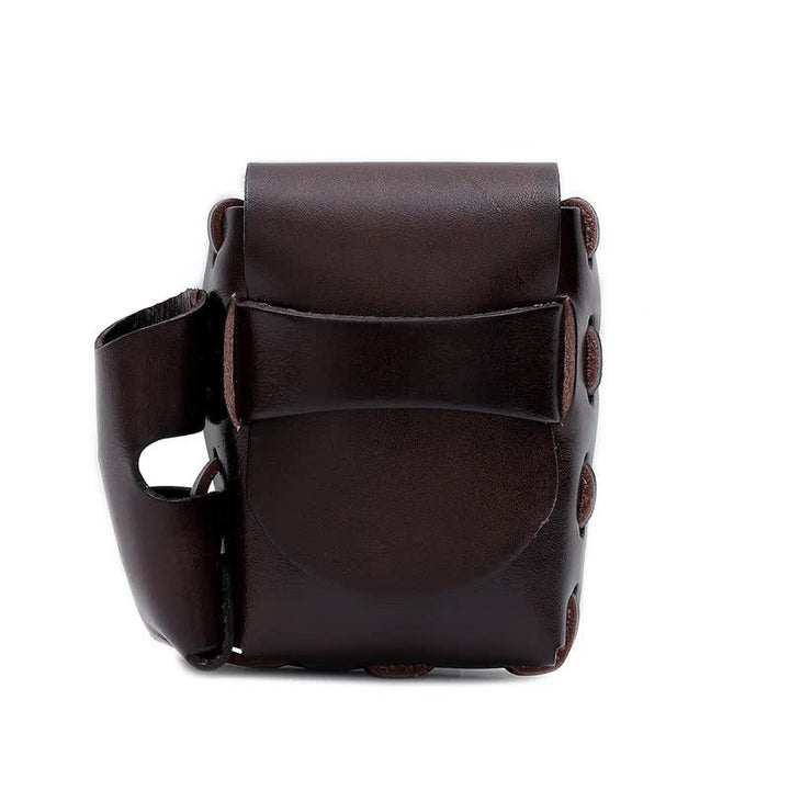 Protective Cigarette Box Lighter Holder Leather Belt Bag - Coffee - image 10