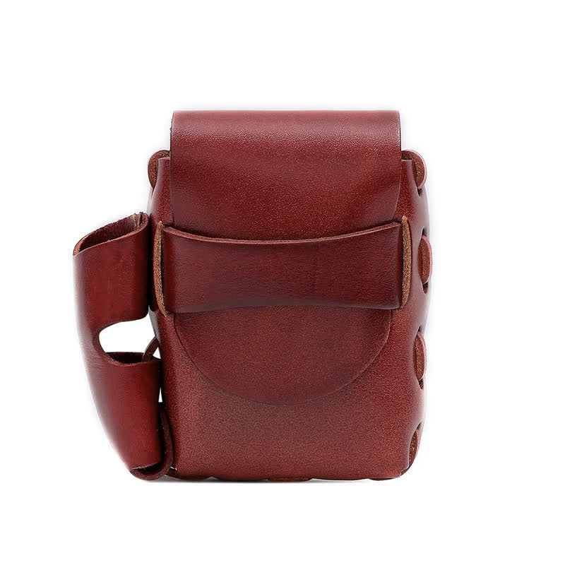 Protective Cigarette Box Lighter Holder Leather Belt Bag - Reddish-Brown - image 2