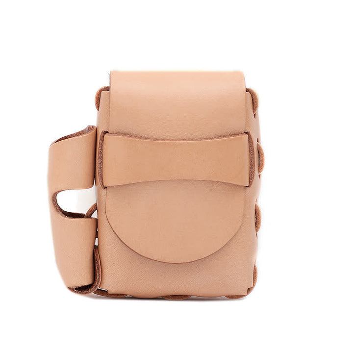Protective Cigarette Box Lighter Holder Leather Belt Bag - Camel - image 11