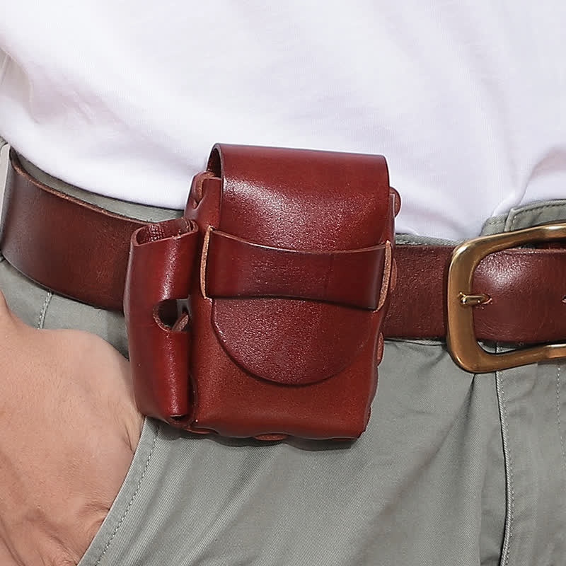 Protective Cigarette Box Lighter Holder Leather Belt Bag - image 0
