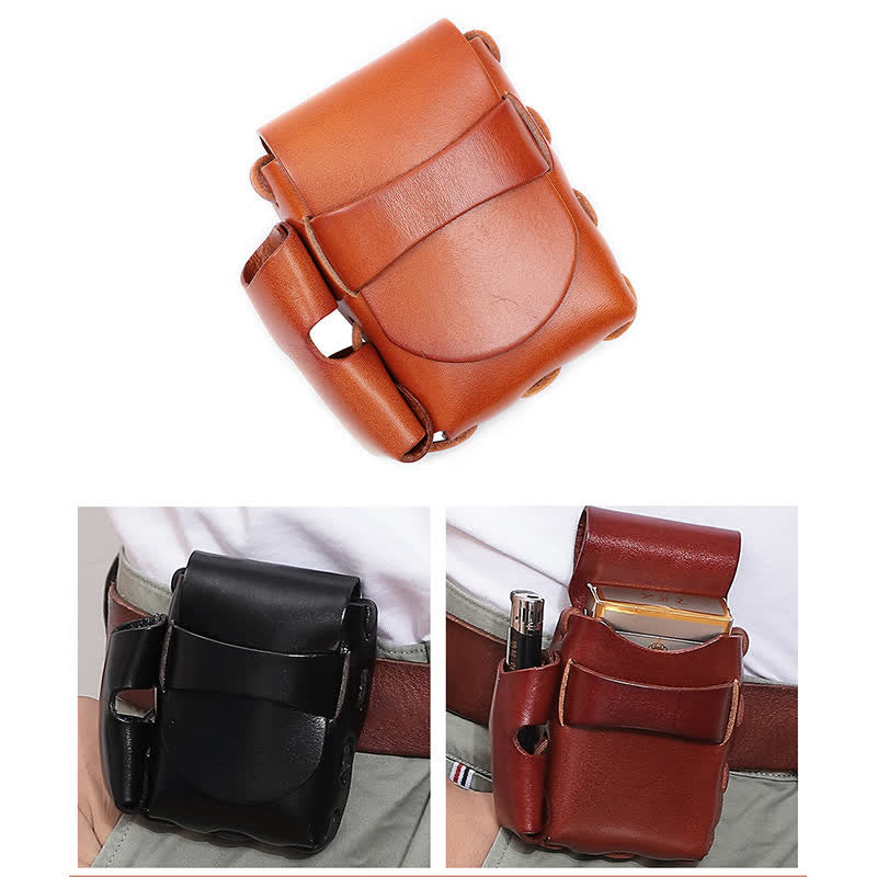 Protective Cigarette Box Lighter Holder Leather Belt Bag - image 4