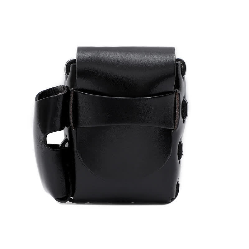 Protective Cigarette Box Lighter Holder Leather Belt Bag - Black - image 9