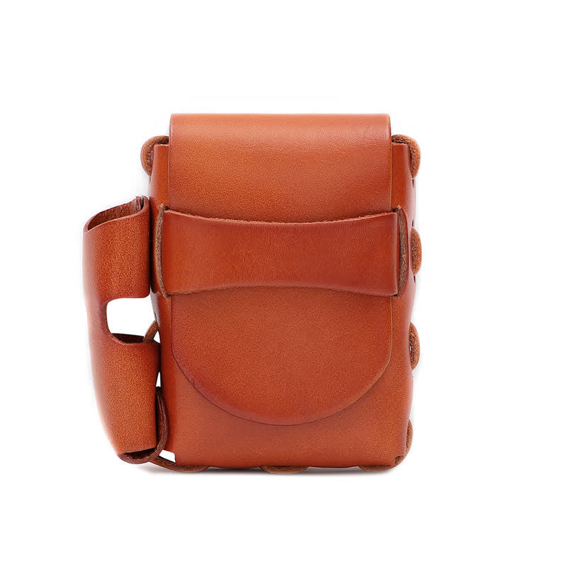 Protective Cigarette Box Lighter Holder Leather Belt Bag - Yellowish-Brown - image 6