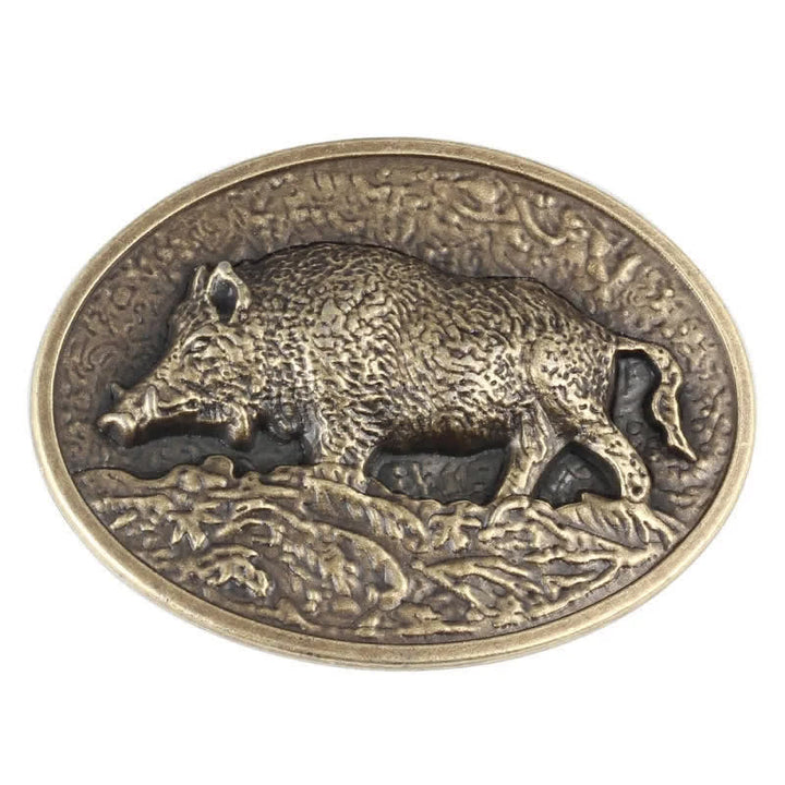 Men's DIY Hunter Wild Boar Buckle Leather Belt - image 2