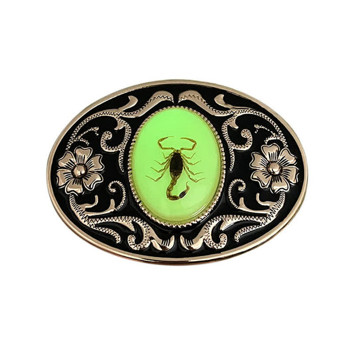 Men's DIY Decorative Luminous Scorpion Buckle Leather Belt - image 1