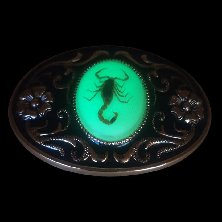 Men's DIY Decorative Luminous Scorpion Buckle Leather Belt - image 6