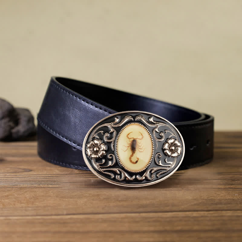 Men's DIY Decorative Luminous Scorpion Buckle Leather Belt - Scorpion - Black PU Belt (40) - image 7