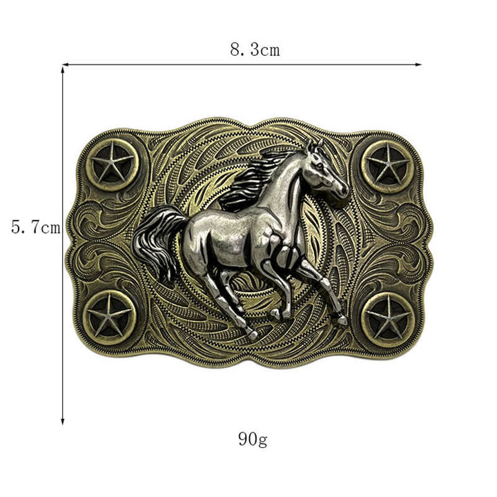 Men's DIY Western Wild Horse Buckle Leather Belt - image 2