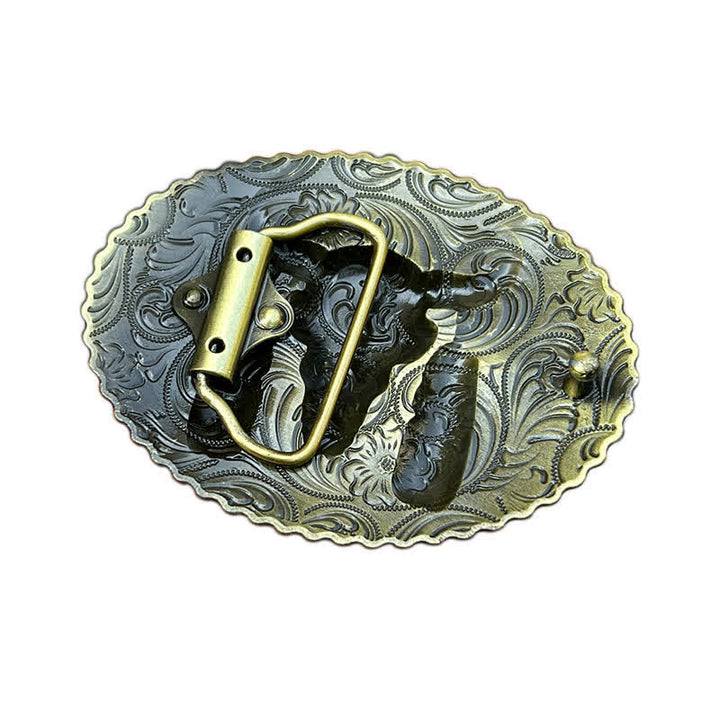 Men's DIY Bull Ethnic Feather Decor Buckle Leather Belt - image 11