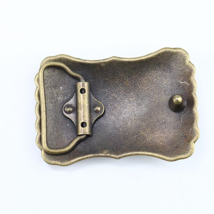 Men's DIY Western Turquoise Stone Rectangle Buckle Leather Belt - image 1