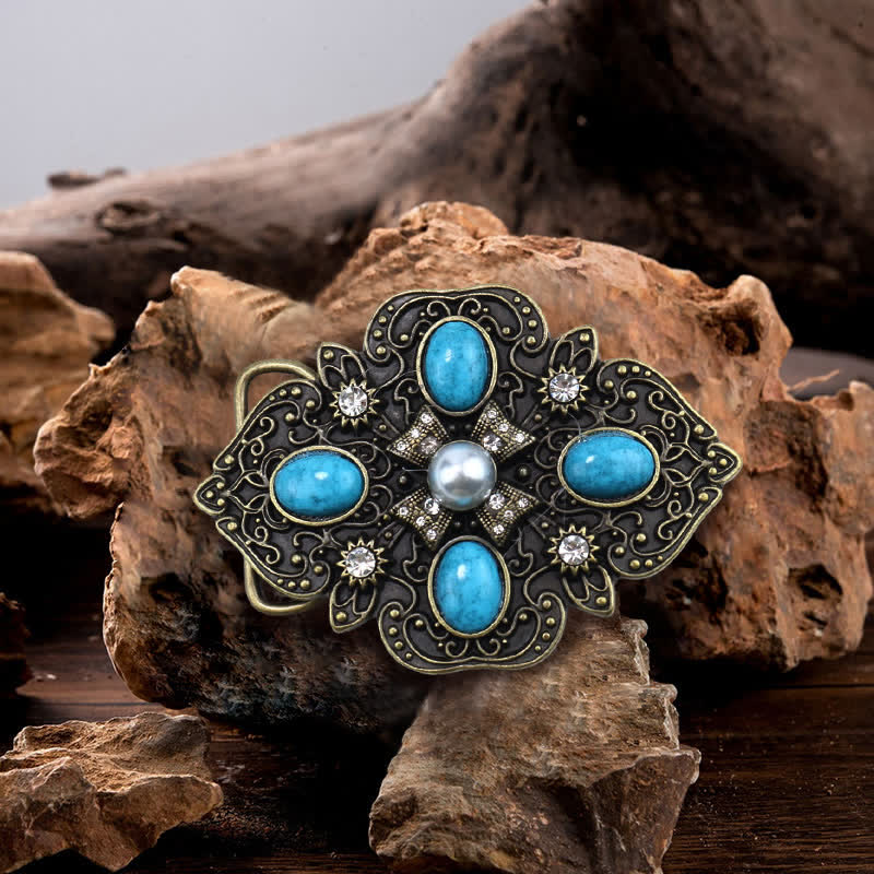 Men's DIY Decorative Stunning Turquoise Buckle Leather Belt - Turquoise - Without Belt - image 0