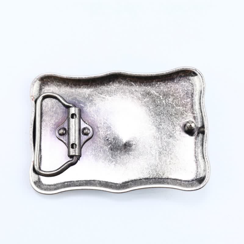 Men's DIY Rectangular Turquoise Stone Buckle Leather Belt - image 1