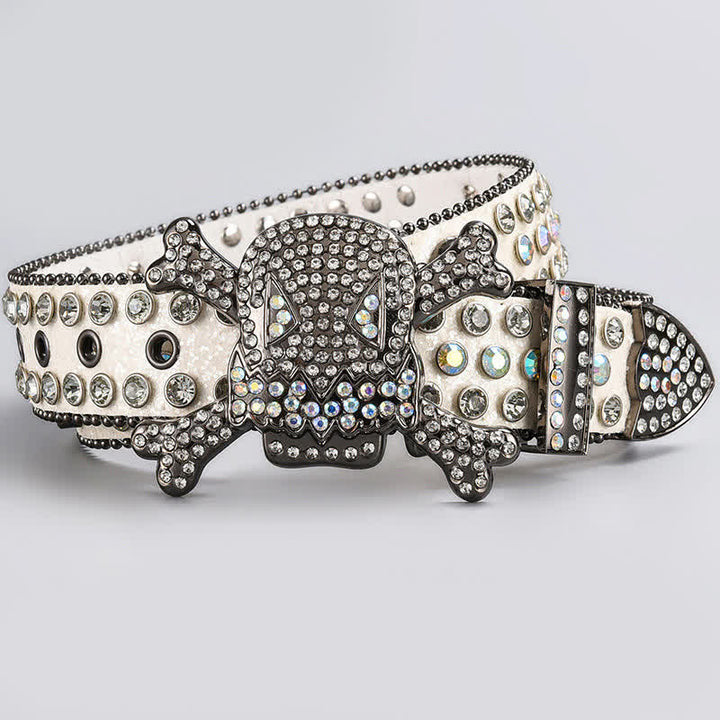 Skull Head Crystal Rhinestone Studded Leather Belt - Style #2 - 44 - image 4