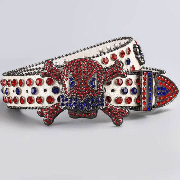 Skull Head Crystal Rhinestone Studded Leather Belt - Style #4 - 44 - image 6