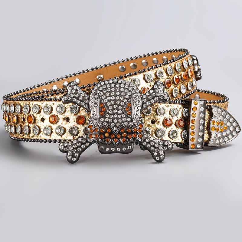 Skull Head Crystal Rhinestone Studded Leather Belt - Style #11 - 44 - image 13