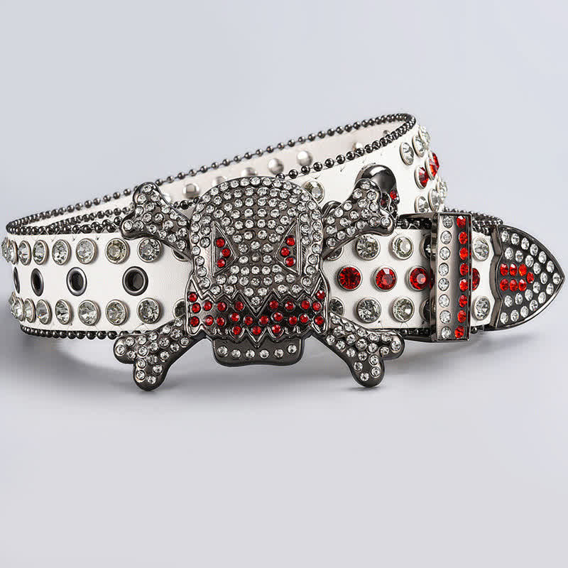 Skull Head Crystal Rhinestone Studded Leather Belt - Style #26 - 44 - image 28