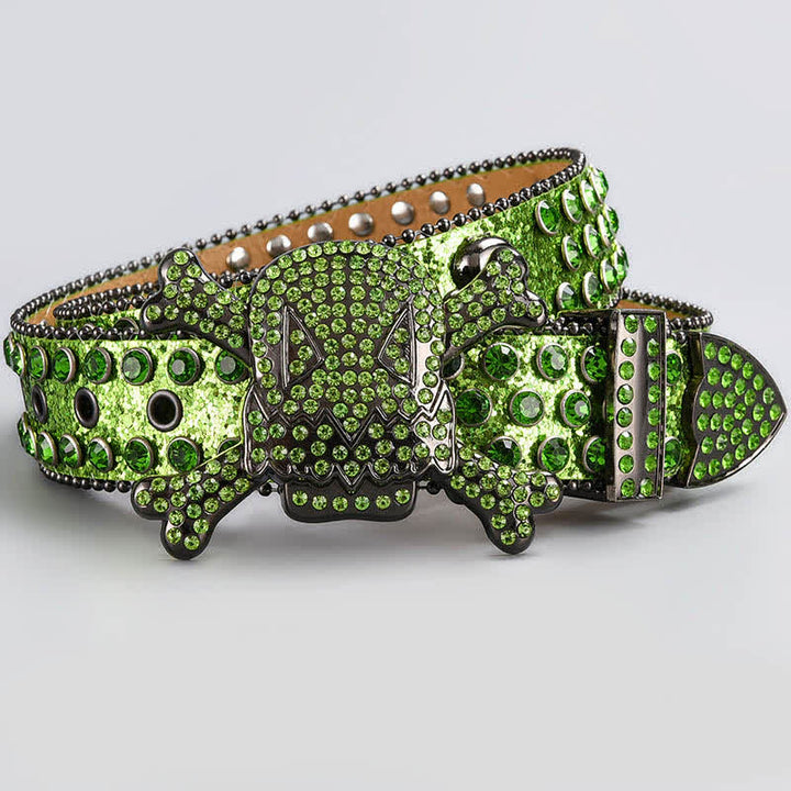 Skull Head Crystal Rhinestone Studded Leather Belt - Style #14 - 44 - image 16