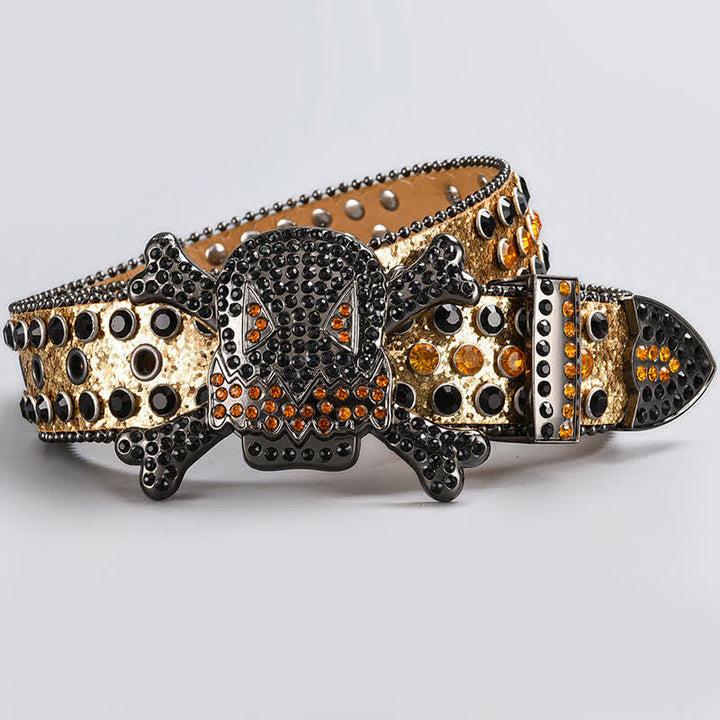 Skull Head Crystal Rhinestone Studded Leather Belt - Style #13 - 44 - image 15