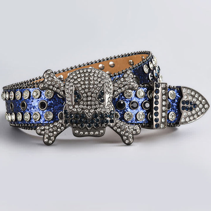 Skull Head Crystal Rhinestone Studded Leather Belt - Style #15 - 44 - image 17