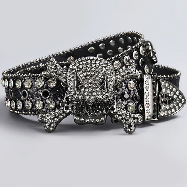 Skull Head Crystal Rhinestone Studded Leather Belt - Style #7 - 44 - image 9