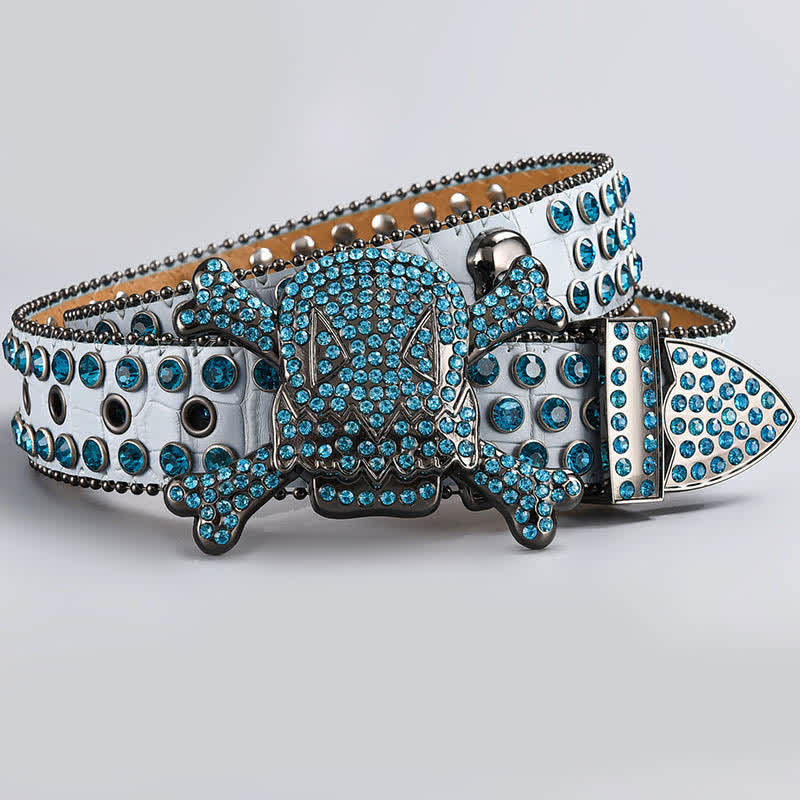 Skull Head Crystal Rhinestone Studded Leather Belt - Style #16 - 44 - image 18