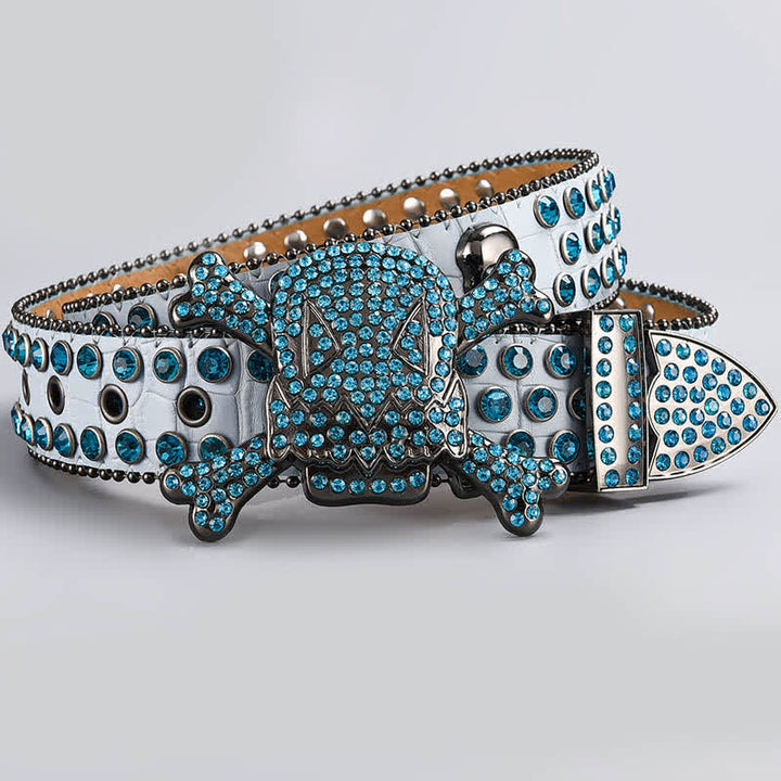 Skull Head Crystal Rhinestone Studded Leather Belt - Style #16 - 44 - image 18