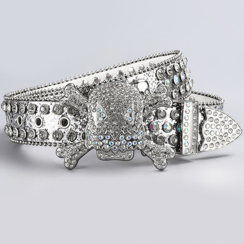 Skull Head Crystal Rhinestone Studded Leather Belt - Style #18 - 44 - image 20