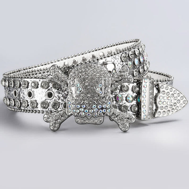 Skull Head Crystal Rhinestone Studded Leather Belt - Style #18 - 44 - image 20