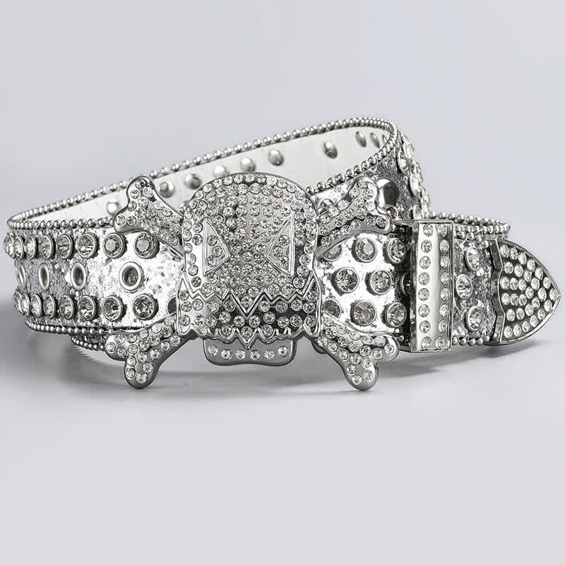 Skull Head Crystal Rhinestone Studded Leather Belt - Style #21 - 44 - image 23