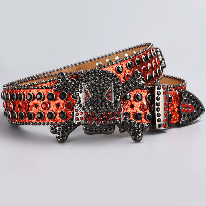 Skull Head Crystal Rhinestone Studded Leather Belt - Style #8 - 44 - image 10
