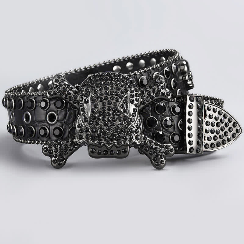 Skull Head Crystal Rhinestone Studded Leather Belt - Style #22 - 44 - image 24