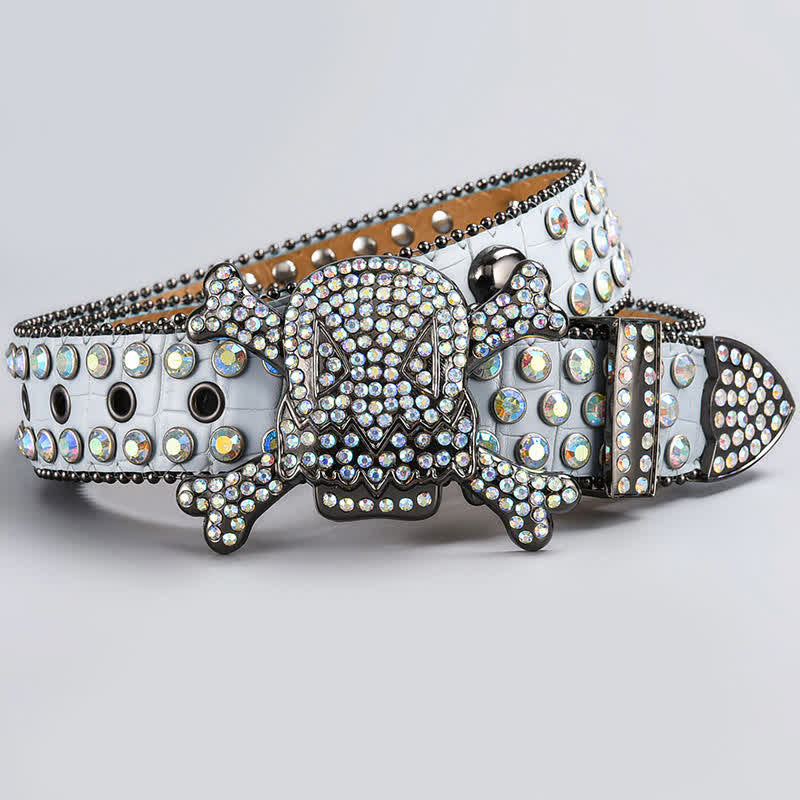 Skull Head Crystal Rhinestone Studded Leather Belt - Style #24 - 44 - image 26