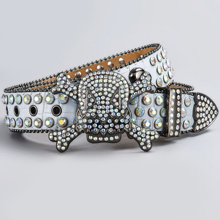 Skull Head Crystal Rhinestone Studded Leather Belt - Style #24 - 44 - image 26