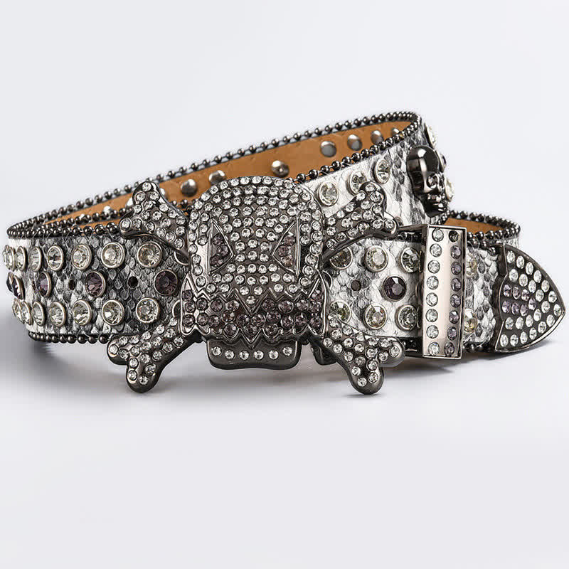 Skull Head Crystal Rhinestone Studded Leather Belt - Style #25 - 44 - image 27