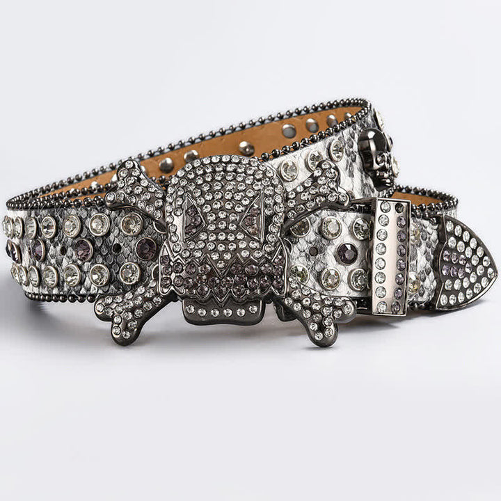 Skull Head Crystal Rhinestone Studded Leather Belt - Style #25 - 44 - image 27
