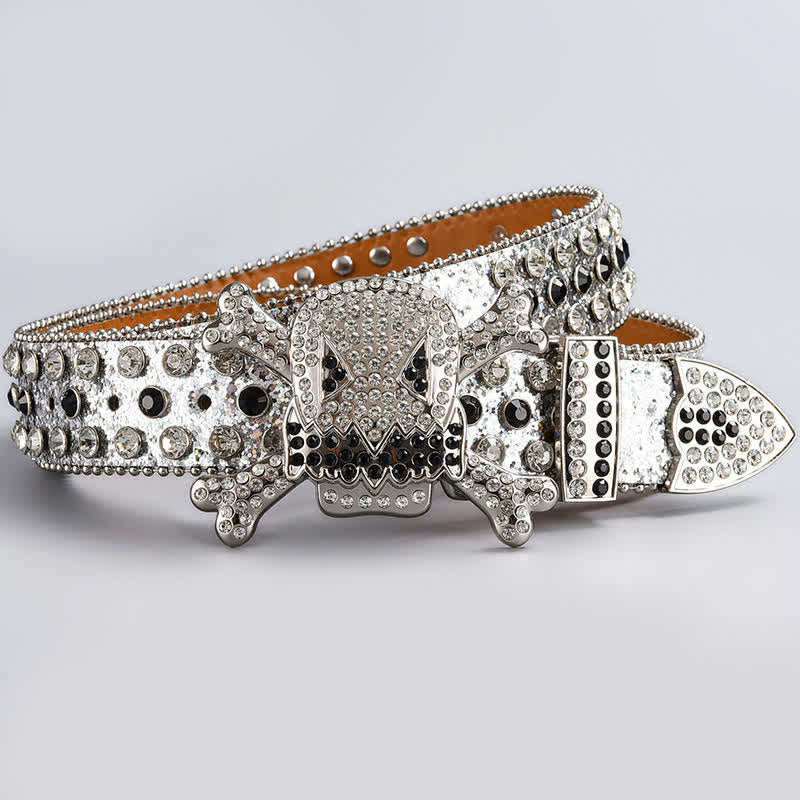 Skull Head Crystal Rhinestone Studded Leather Belt - Style #19 - 44 - image 21