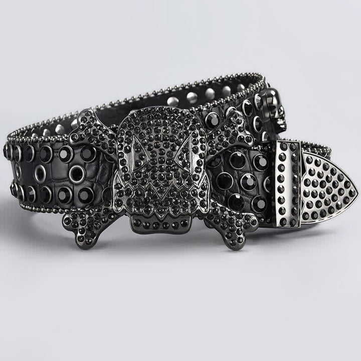 Skull Head Crystal Rhinestone Studded Leather Belt - Style #22 - 44 - image 24