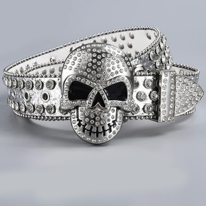 Punk Death Ghost Rhinestone Beaded Leather Belt - Style #17 - 44 - image 19