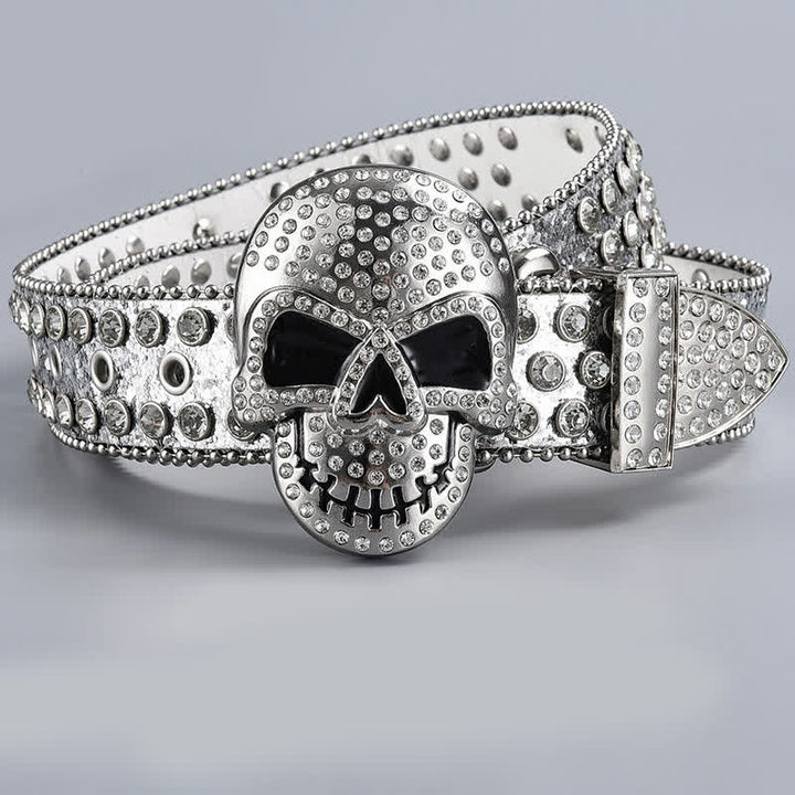 Punk Death Ghost Rhinestone Beaded Leather Belt - Style #17 - 44 - image 19