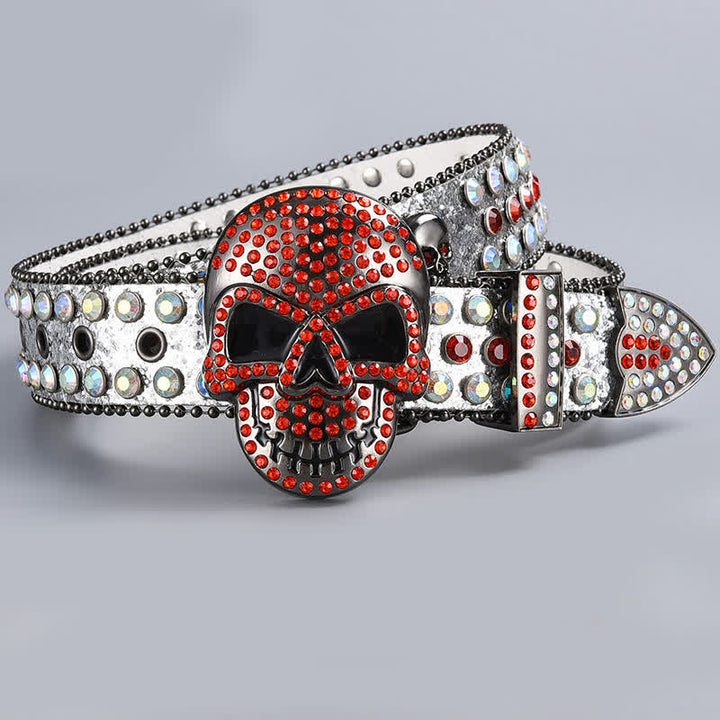 Punk Death Ghost Rhinestone Beaded Leather Belt - Style #18 - 44 - image 20
