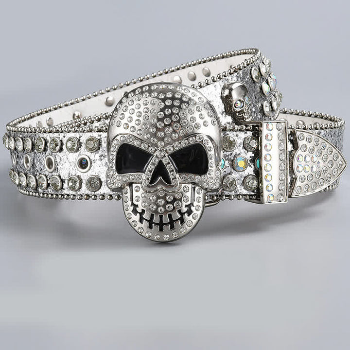 Punk Death Ghost Rhinestone Beaded Leather Belt - Style #16 - 44 - image 18