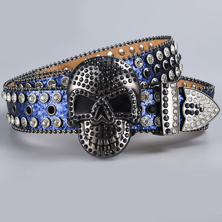 Punk Death Ghost Rhinestone Beaded Leather Belt - Style #21 - 44 - image 23