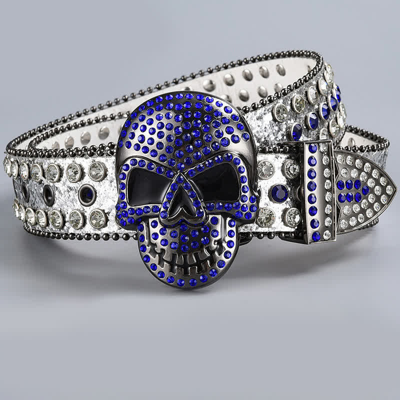 Punk Death Ghost Rhinestone Beaded Leather Belt - Style #20 - 44 - image 22